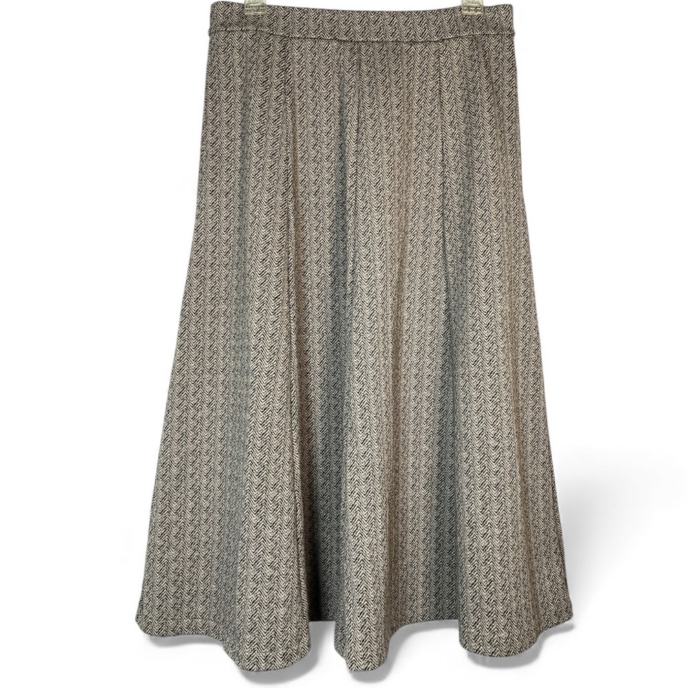 Lands' End Women's Taupe A-Line Flared Skirt with Side Pockets | 8